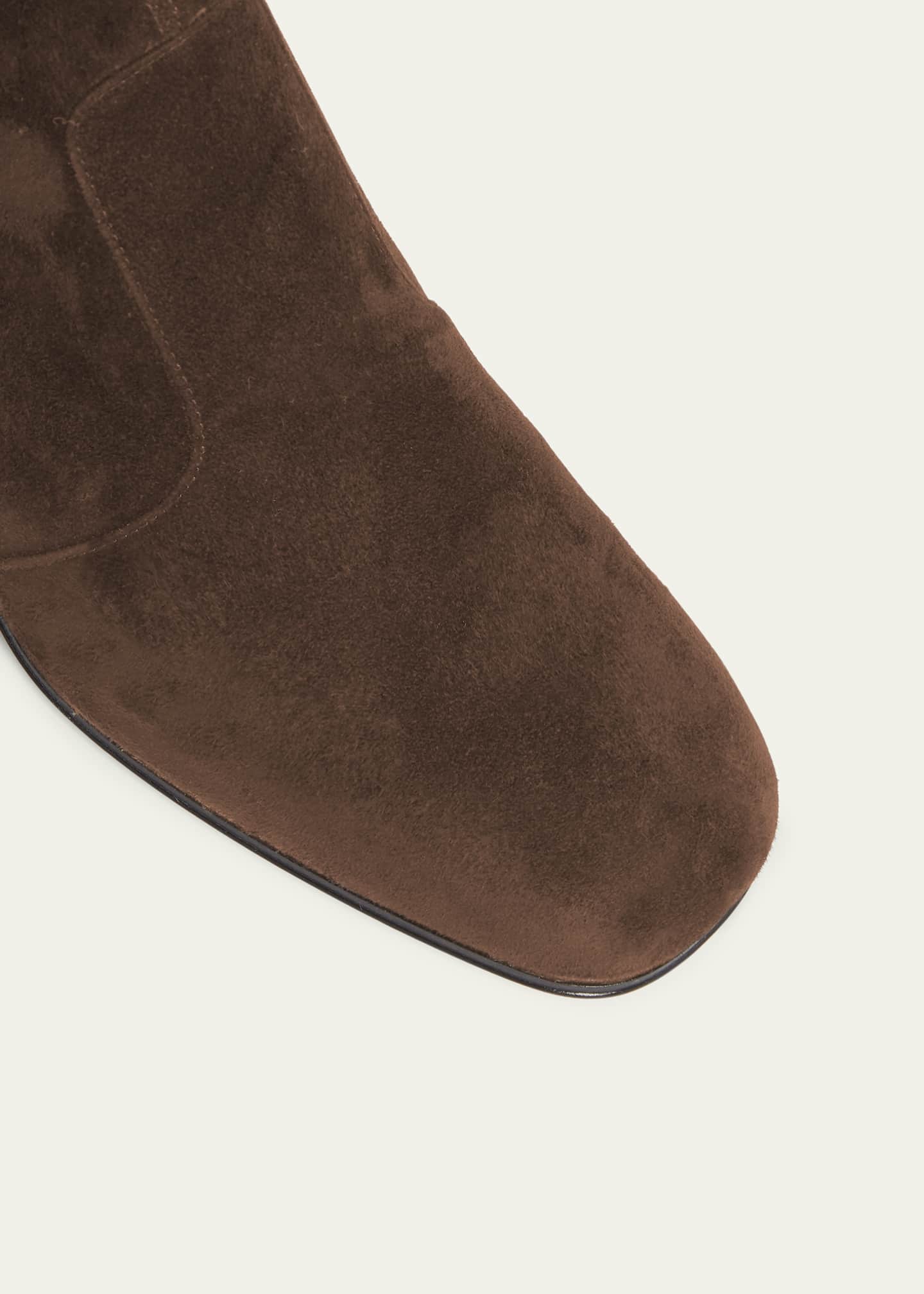 Roger Vivier Tres Vivier Suede Buckle Ankle Booties Image 5 of 5