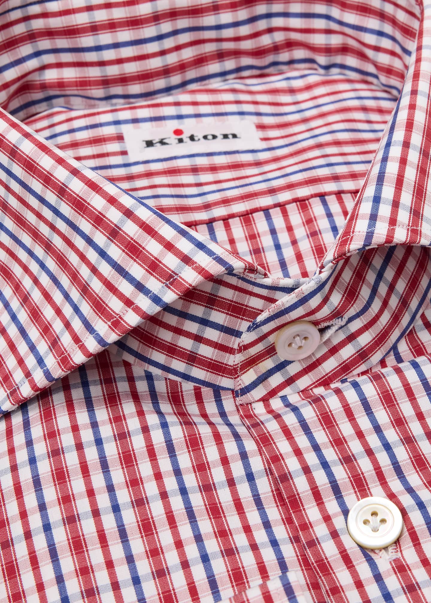 Kiton Men's Cotton Plaid Dress Shirt Image 2 of 2