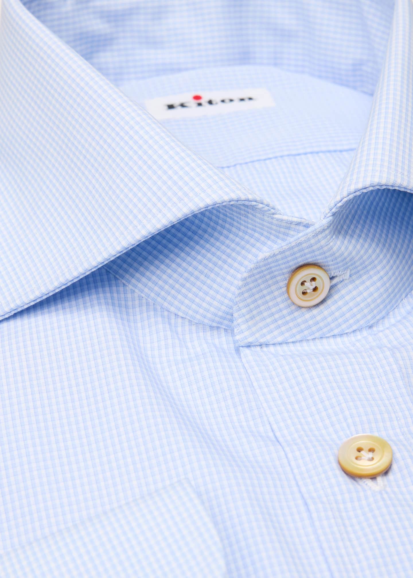 Kiton Men's Cotton Micro-Check Dress Shirt Image 2 of 2
