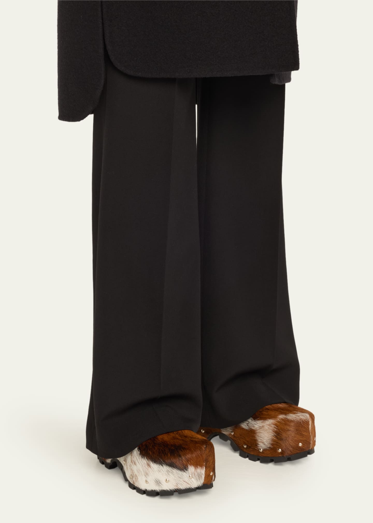 Jil Sander Calf Hair Platform Clogs Image 2 of 6