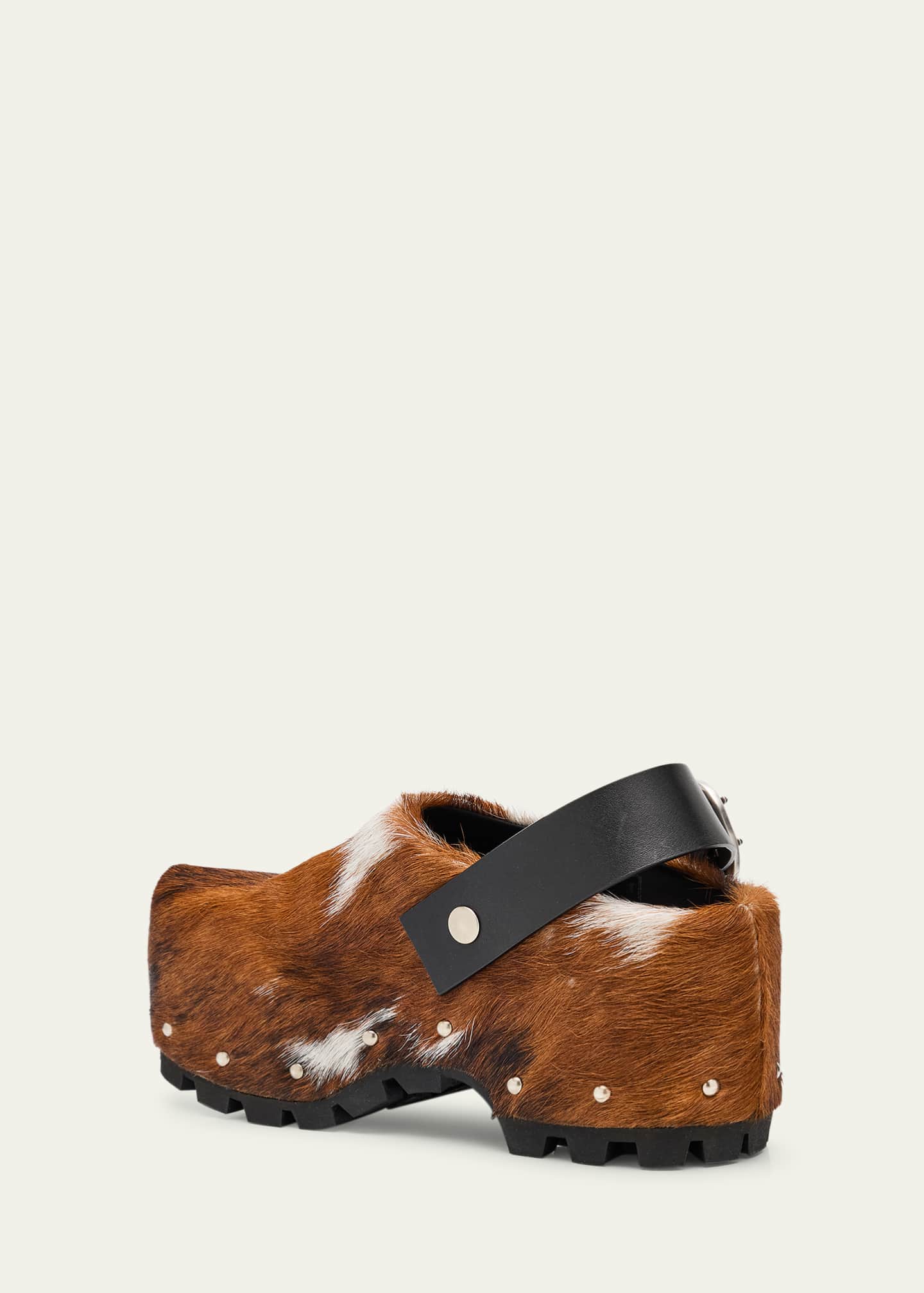 Jil Sander Calf Hair Platform Clogs Image 4 of 6