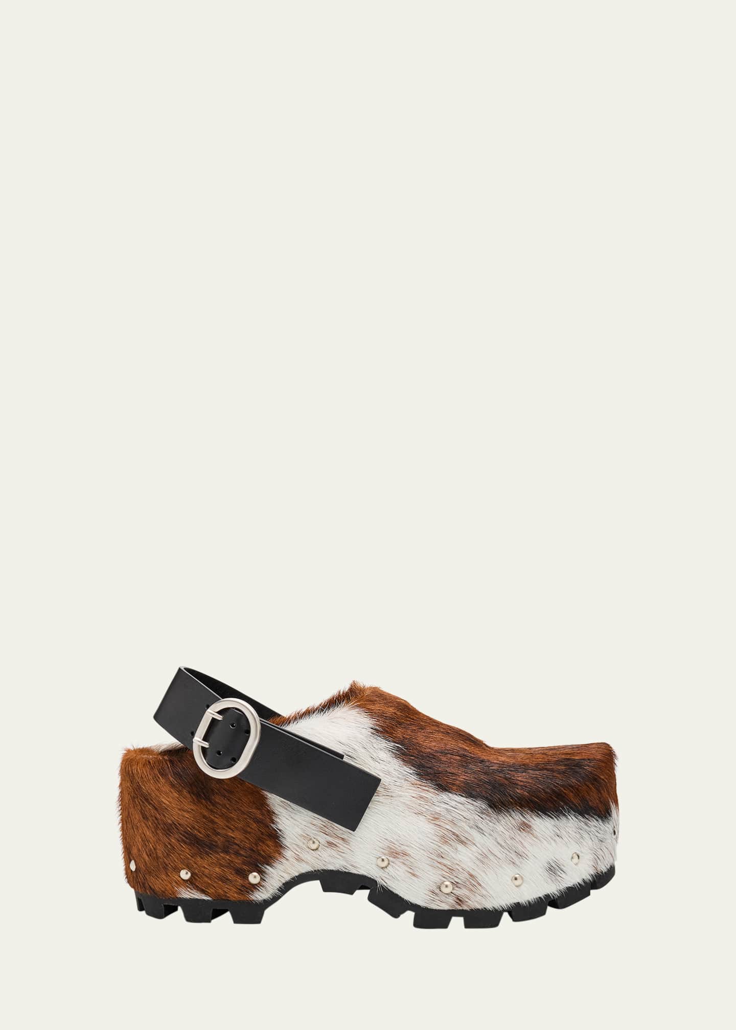 Jil Sander Calf Hair Platform Clogs Image 1 of 6
