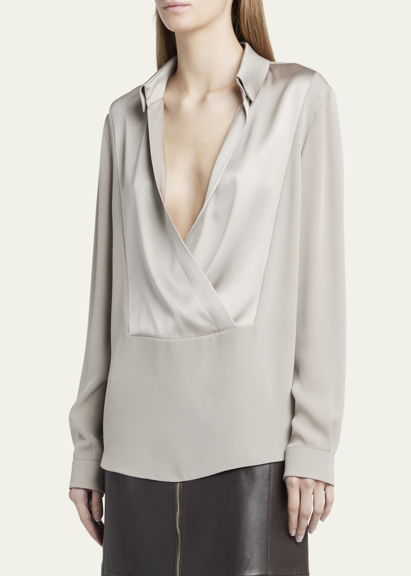 Wrap blouse silk discount