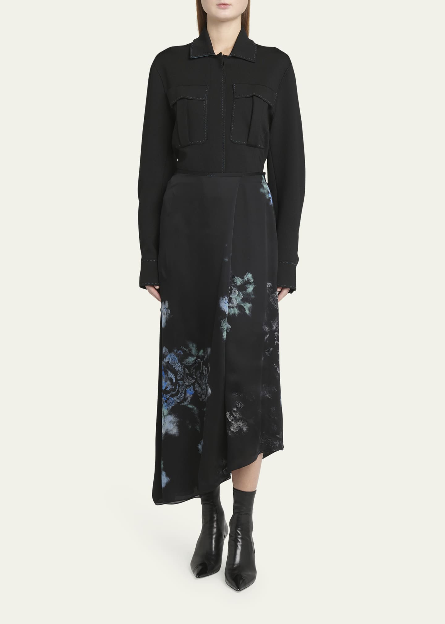 Giorgio Armani Floral Print Silk Wrap-Effect Midi Skirt Image 2 of 5