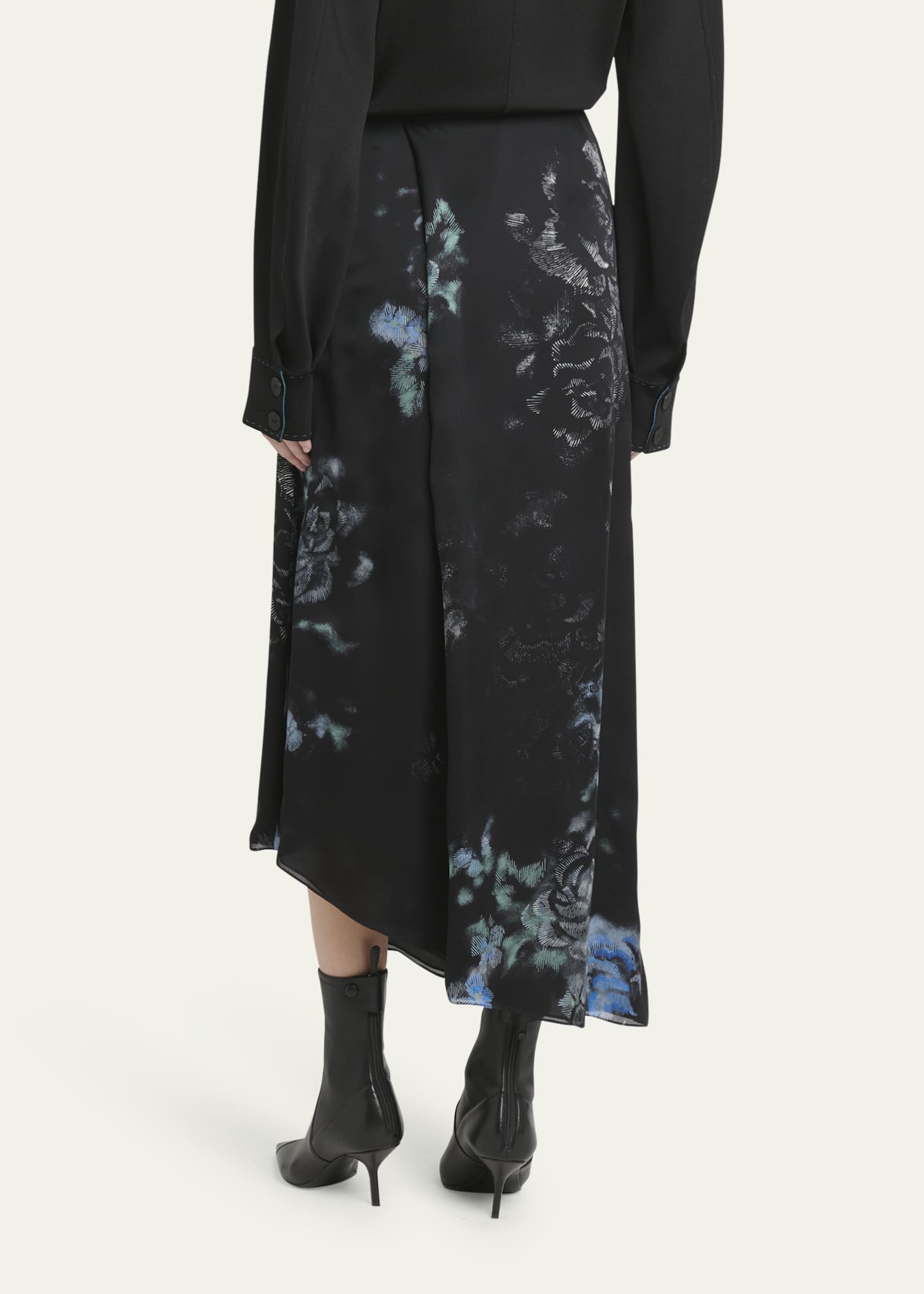 Giorgio Armani Floral Print Silk Wrap-Effect Midi Skirt Image 3 of 5