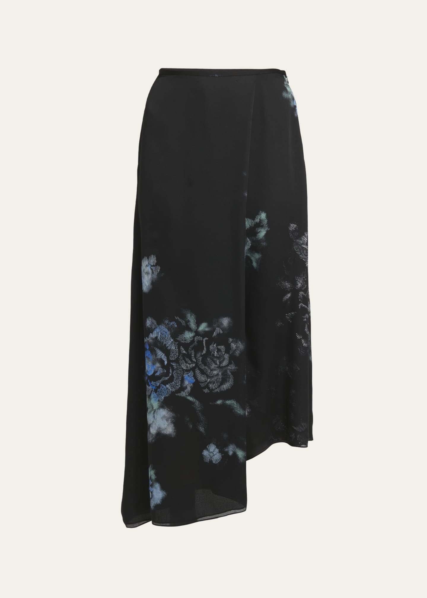 Giorgio Armani Floral Print Silk Wrap-Effect Midi Skirt Image 1 of 5