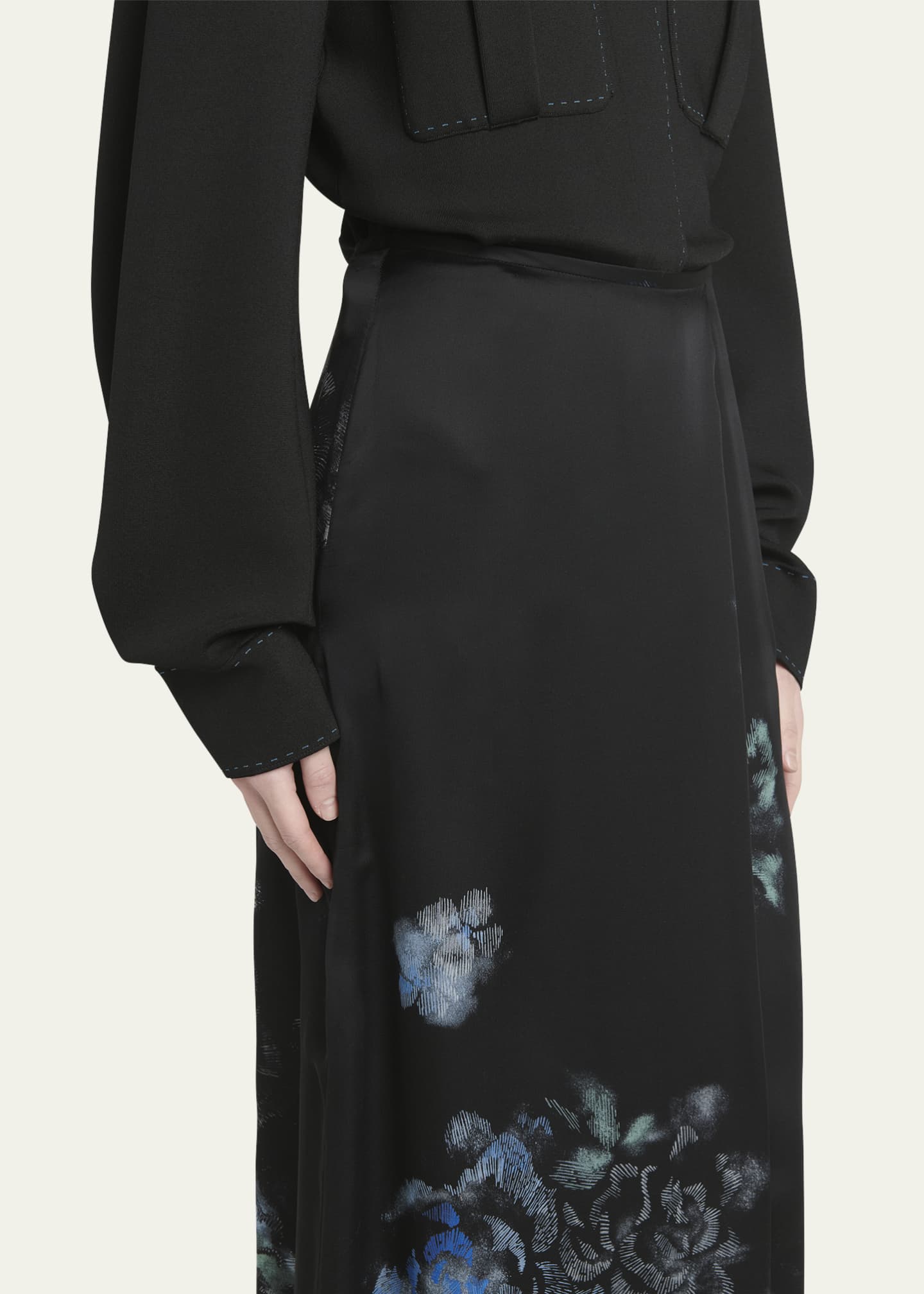 Giorgio Armani Floral Print Silk Wrap-Effect Midi Skirt Image 5 of 5