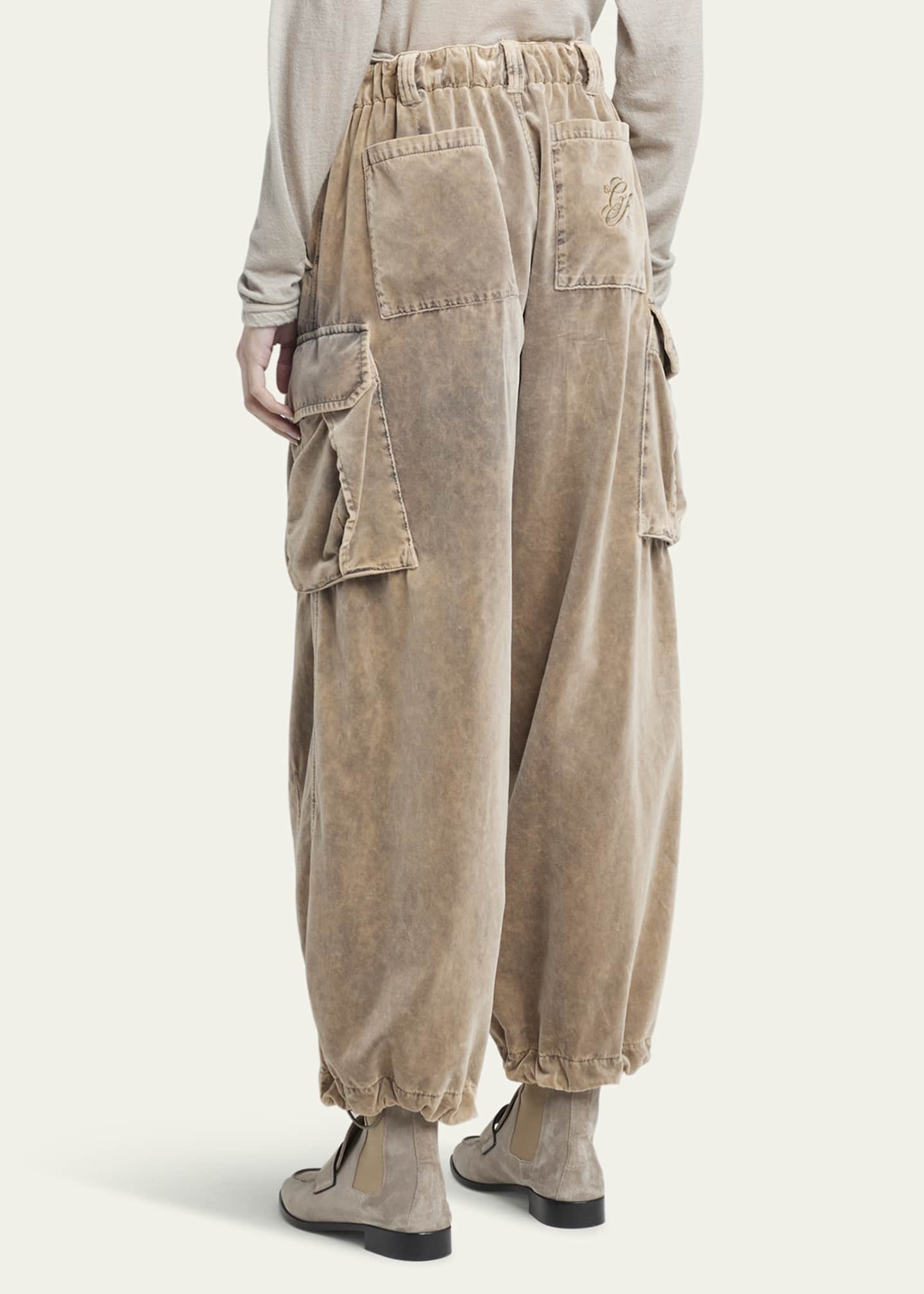 Giorgio Armani Cotton Velvet Cargo Trousers 100 Cotton Beige Size 46