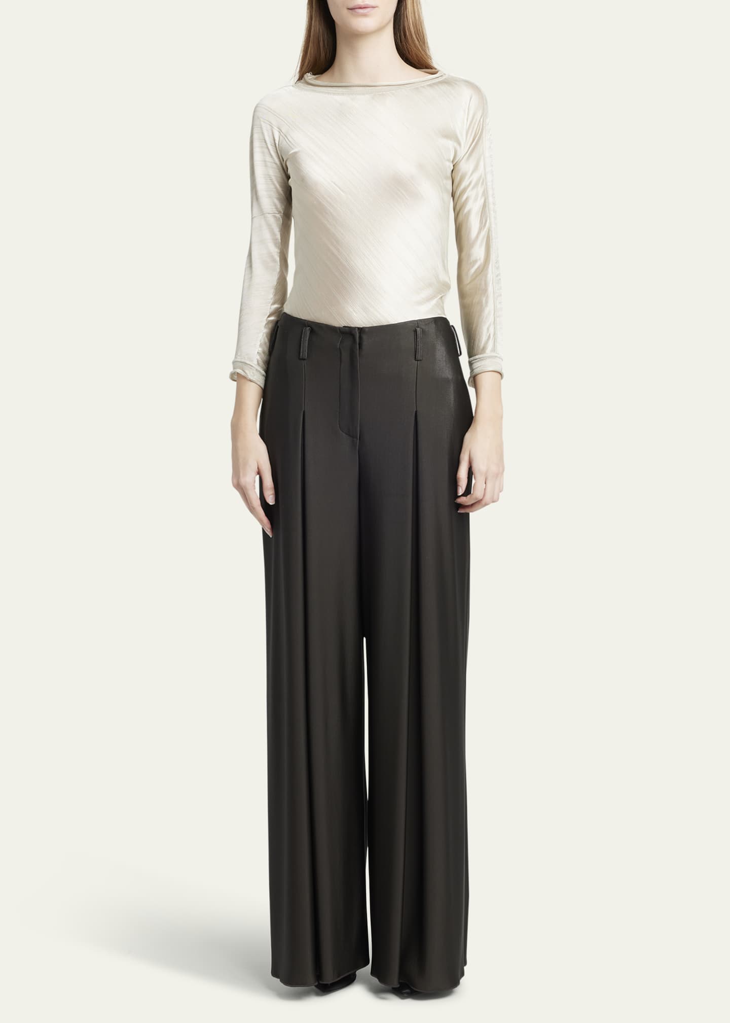 Giorgio Armani Shiny Viscose Raw-Edge Blouse Image 2 of 5