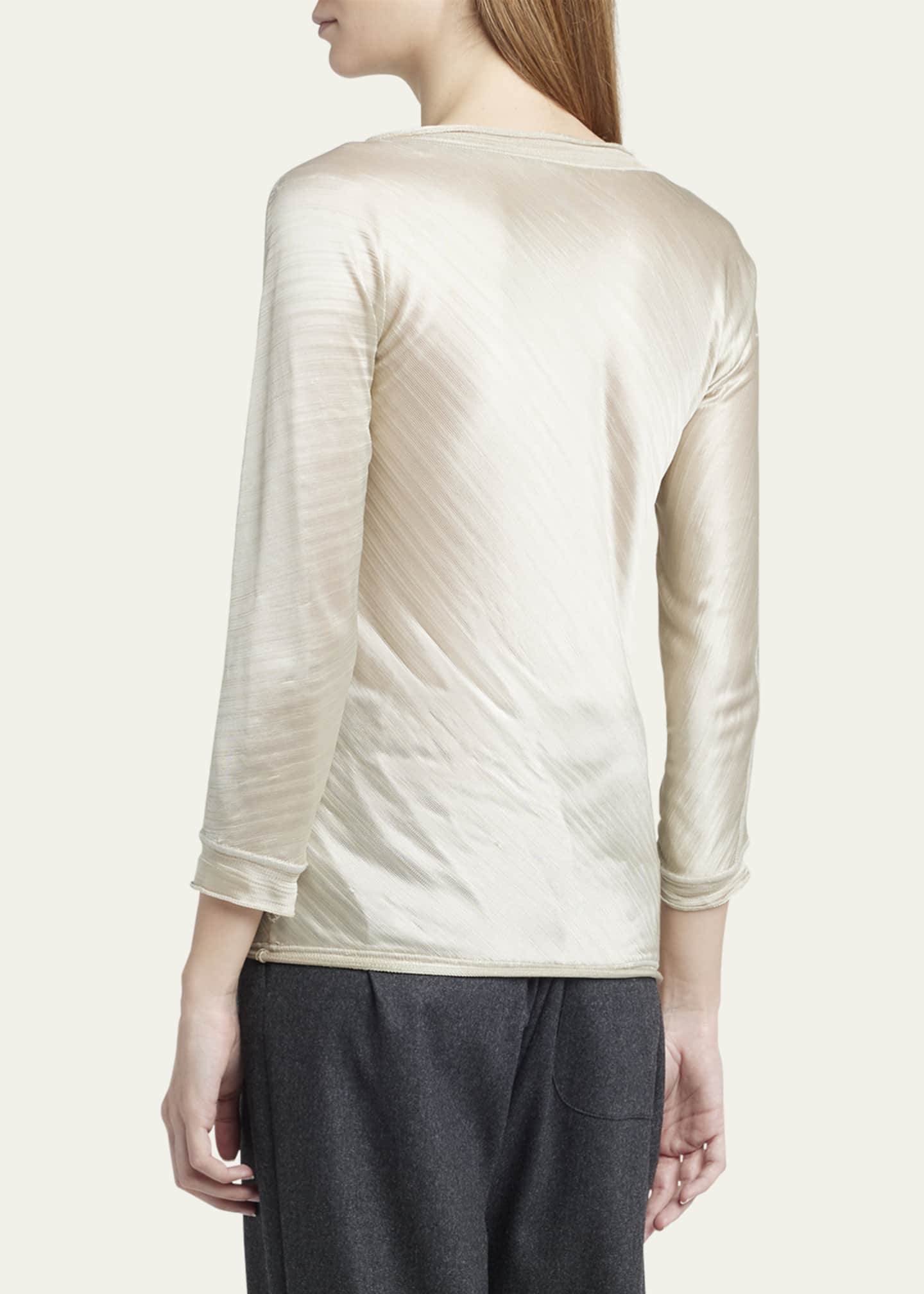 Giorgio Armani Shiny Viscose Raw-Edge Blouse Image 3 of 5