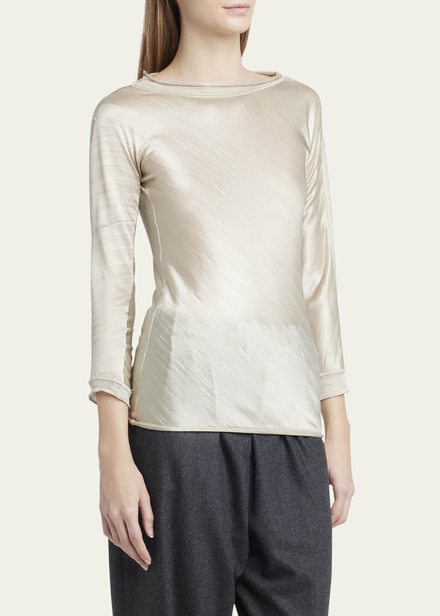 Giorgio Armani Shiny Viscose Raw-Edge Blouse Image 4 of 5
