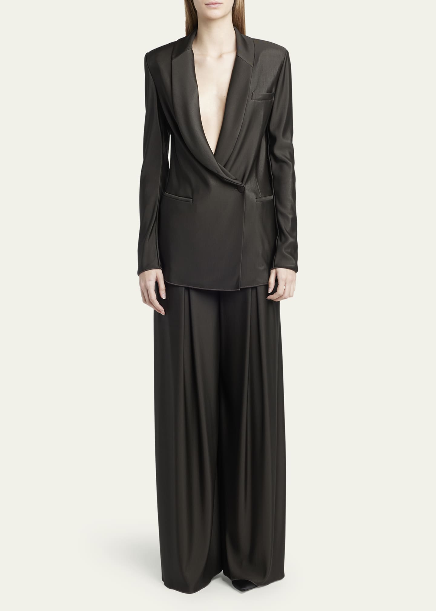 Giorgio Armani Double Jersey Flowy Pleated Trousers Image 2 of 5