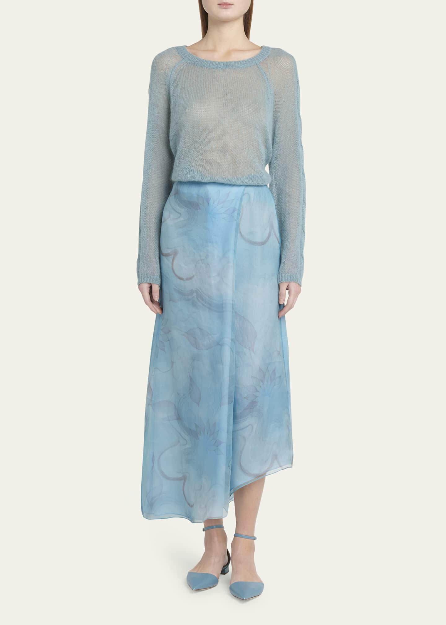 Giorgio Armani Watercolor Floral Silk Wrap Asymmetric Skirt Bergdorf Goodman