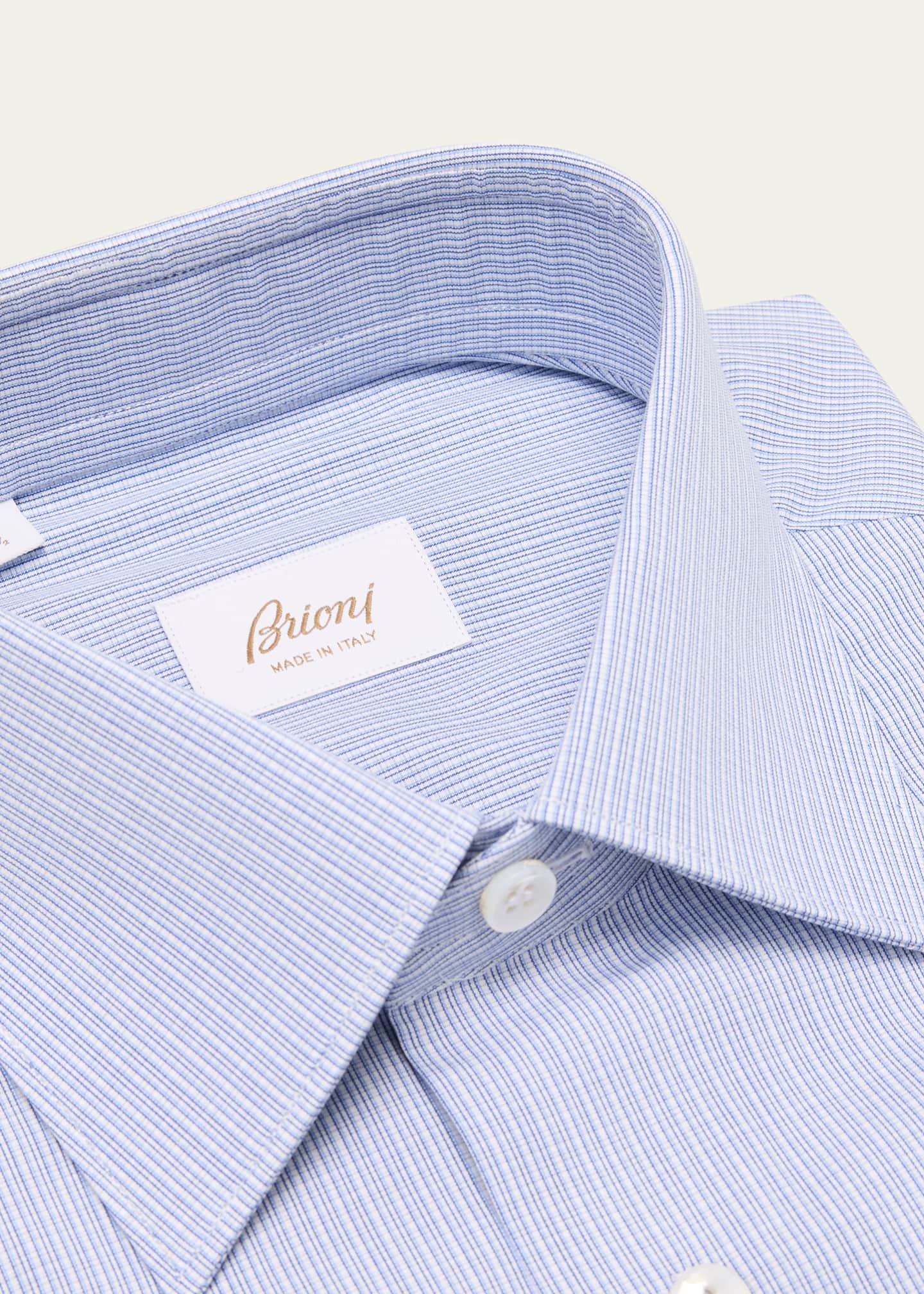 Brioni Men's Cotton Mini Graph Check Dress Shirt Image 2 of 2