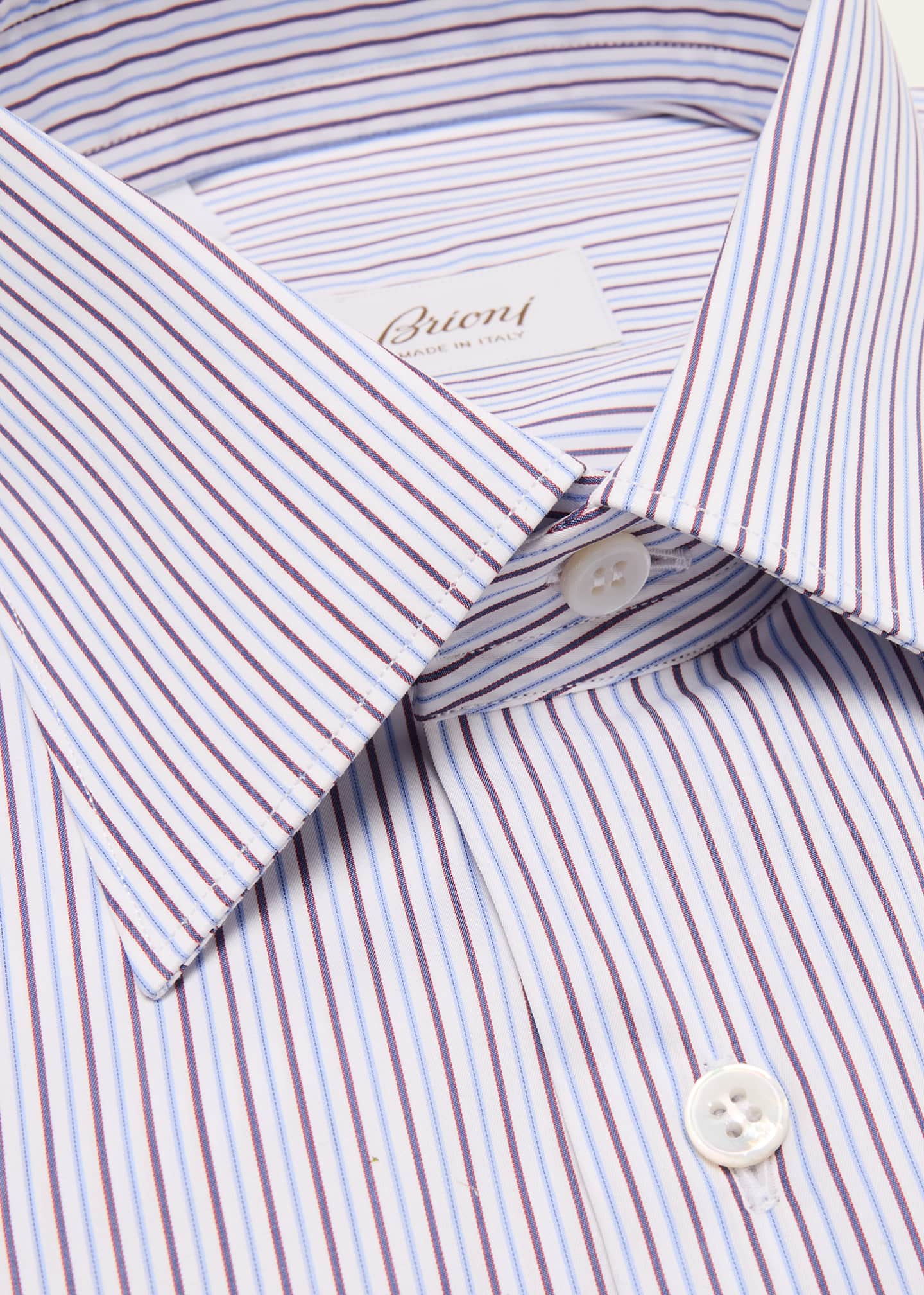 Brioni Men's Cotton Multi-Stripe Dress Shirt Image 2 of 2