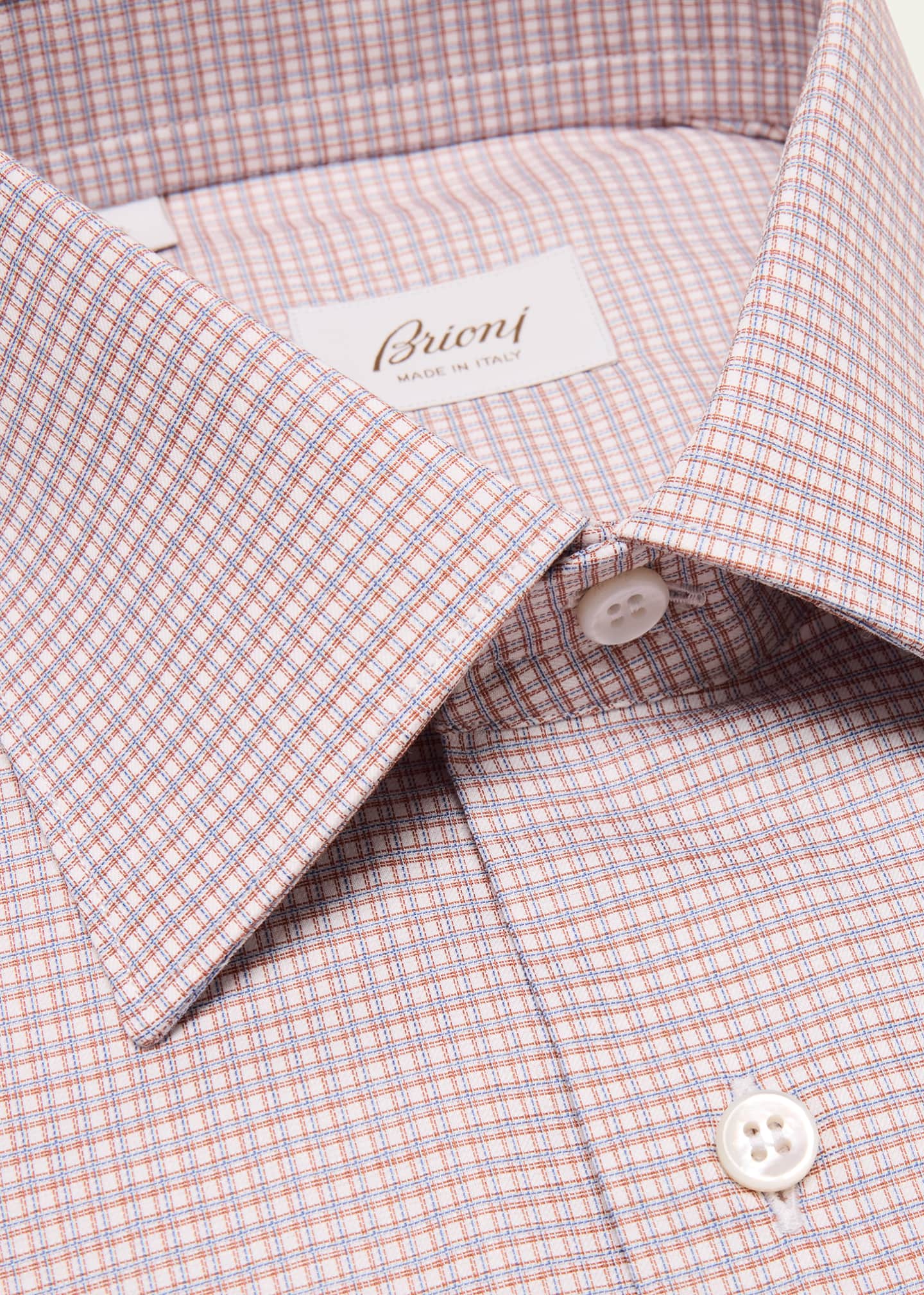 Brioni Men's Cotton Graph Check Dress Shirt Image 2 of 2
