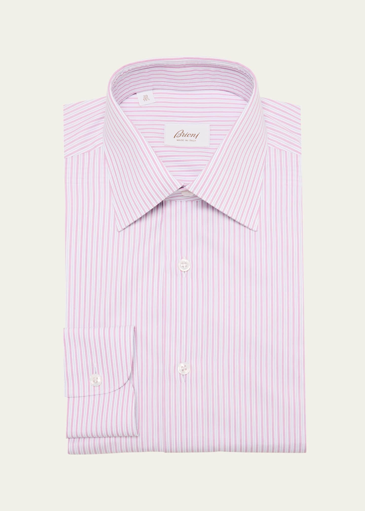 Brioni Men's Cotton Multi-Stripe Dress Shirt Image 1 of 2