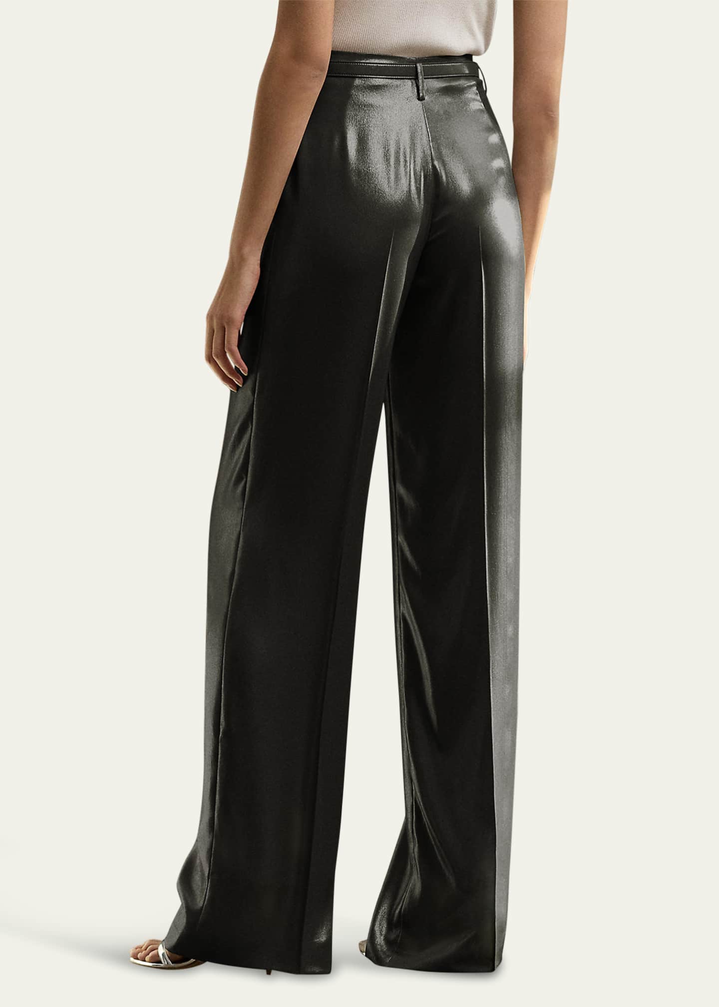 Ralph Lauren Collection Acklie Liquid Foil Wide Leg Pants Image 3 of 5