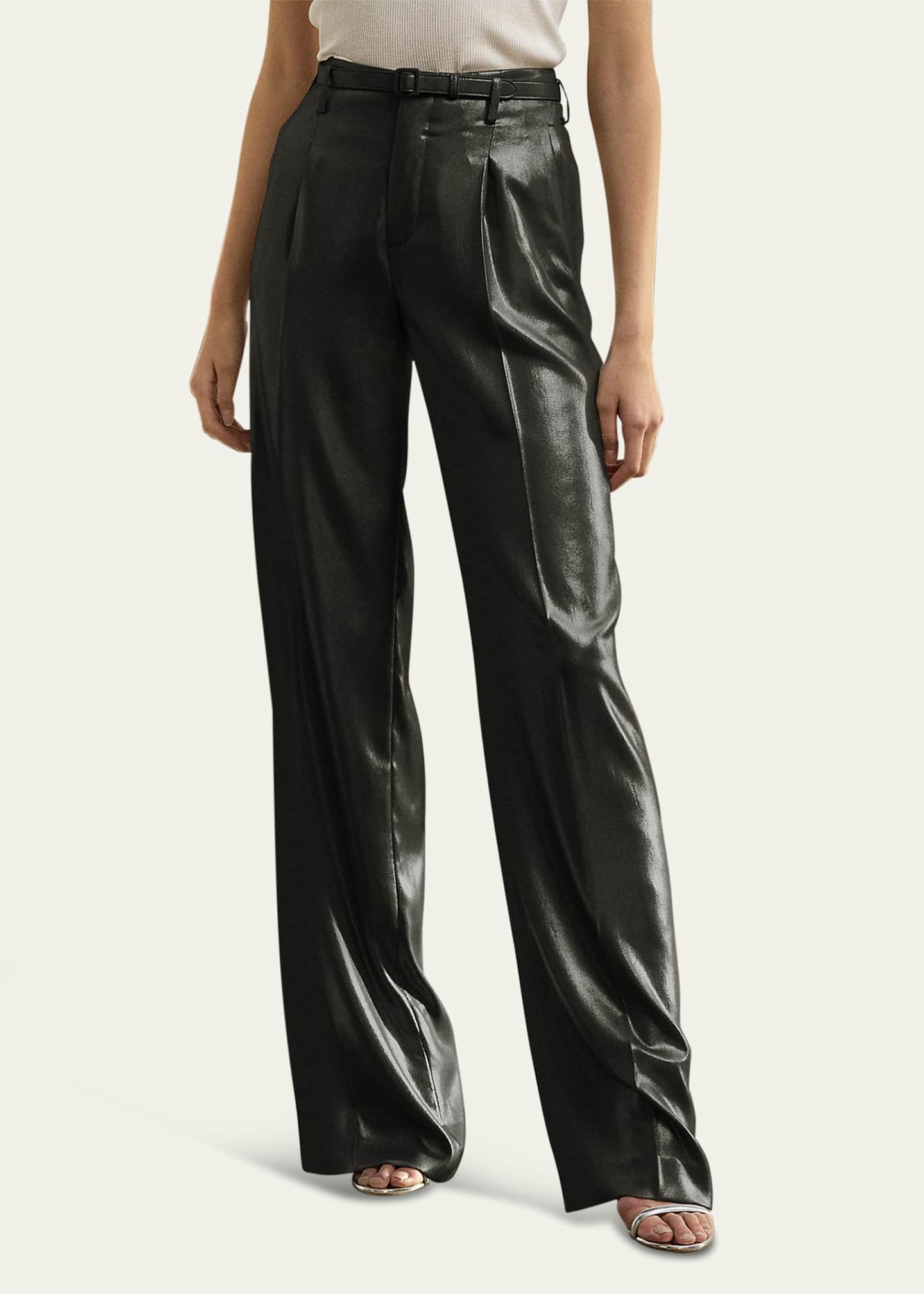 Ralph Lauren Collection Acklie Liquid Foil Wide Leg Pants Image 4 of 5