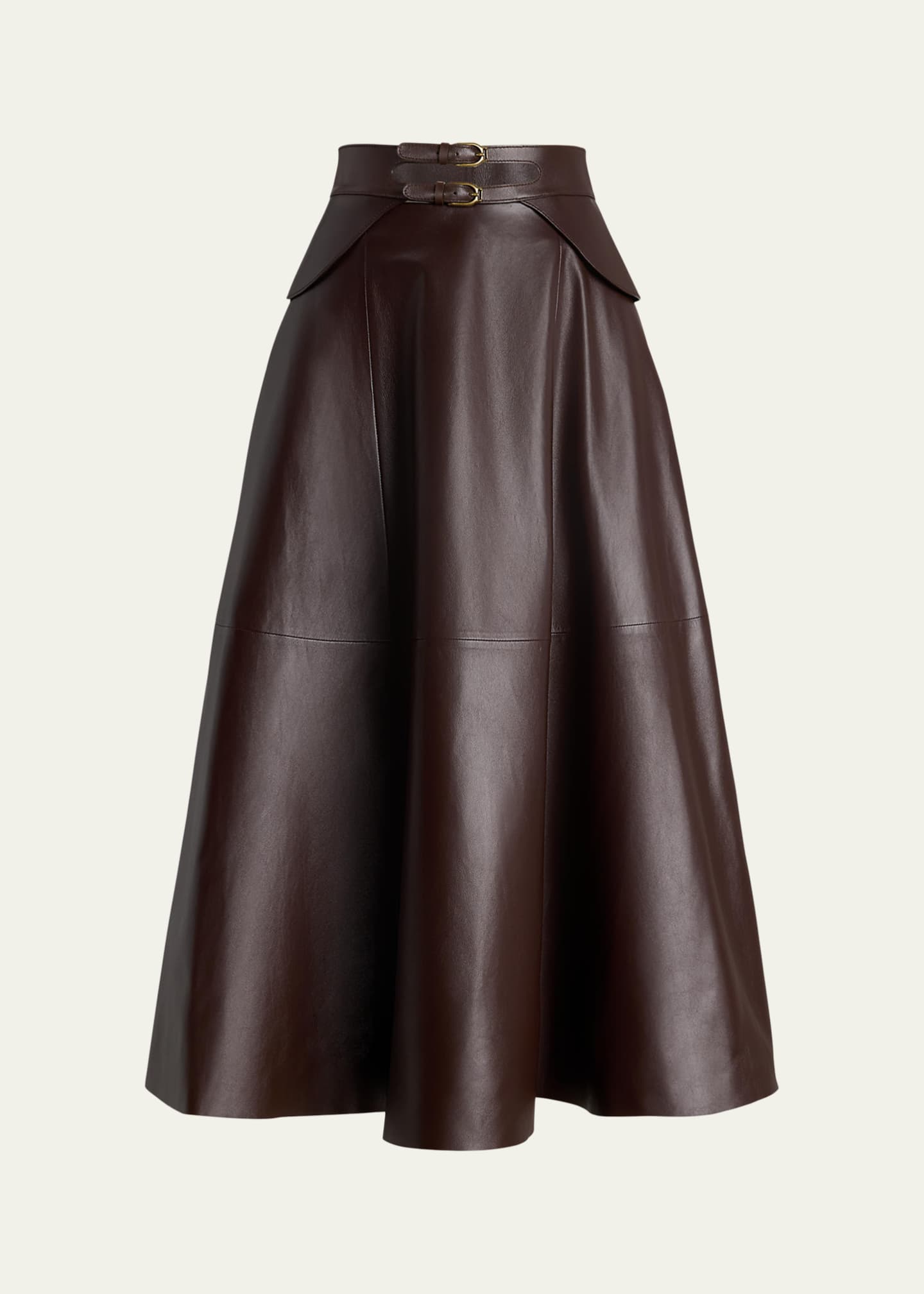 Brown leather circle skirt 2025