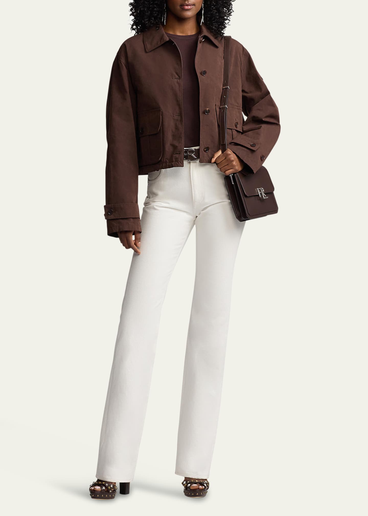 Ralph Lauren Collection Kaida Mid-Rise White Denim Bootcut Jeans Image 2 of 5