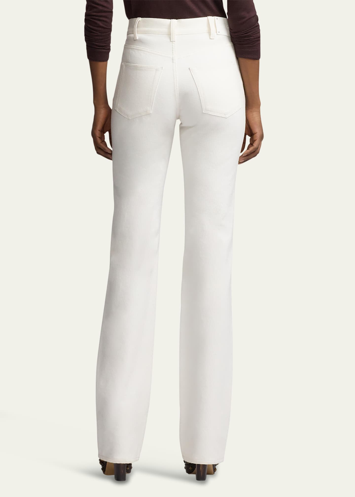 Ralph Lauren Collection Kaida Mid-Rise White Denim Bootcut Jeans Image 3 of 5