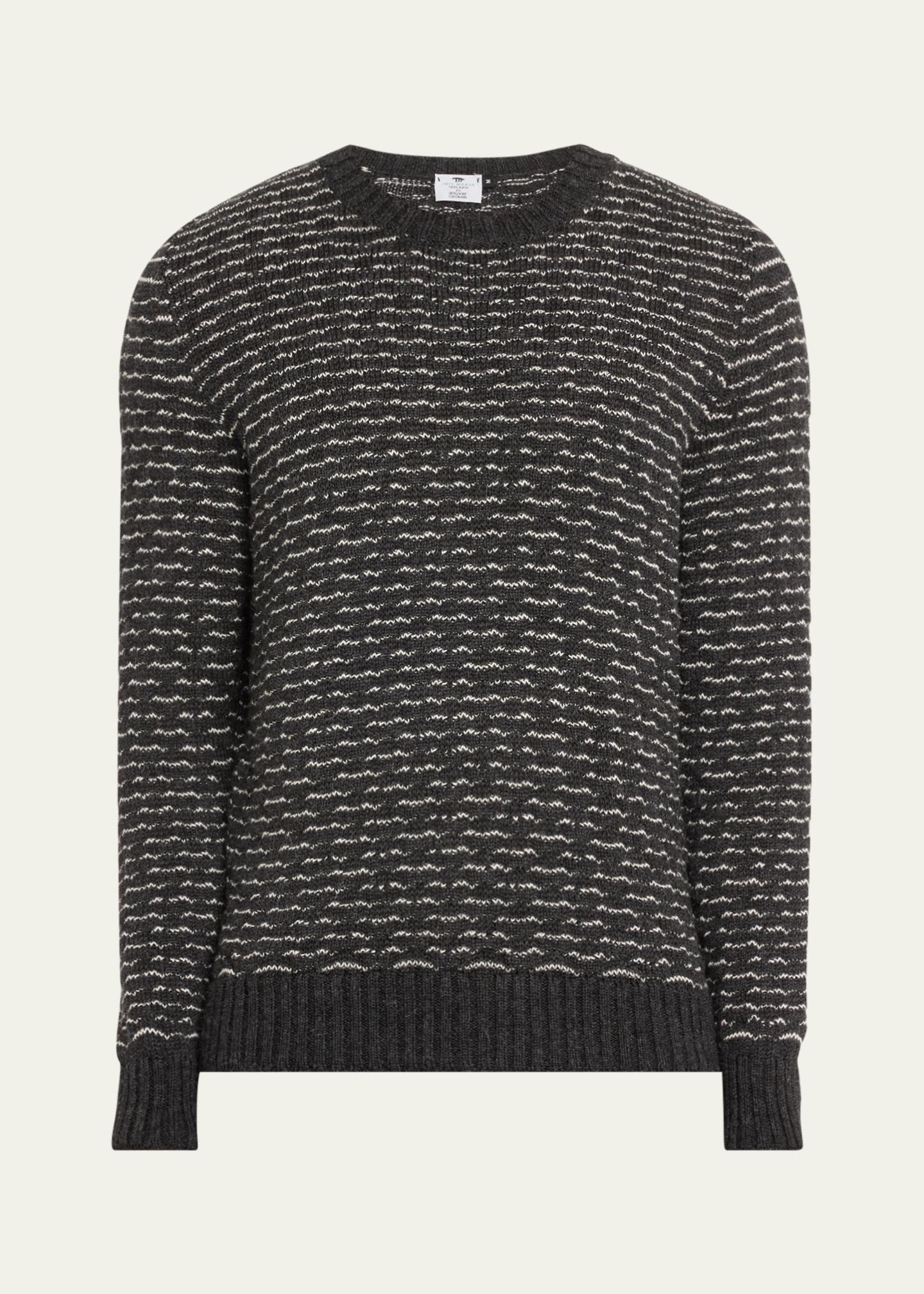 Inis Meain Men's Wool and Silk Seafoam Stitch Crewneck Sweater ...
