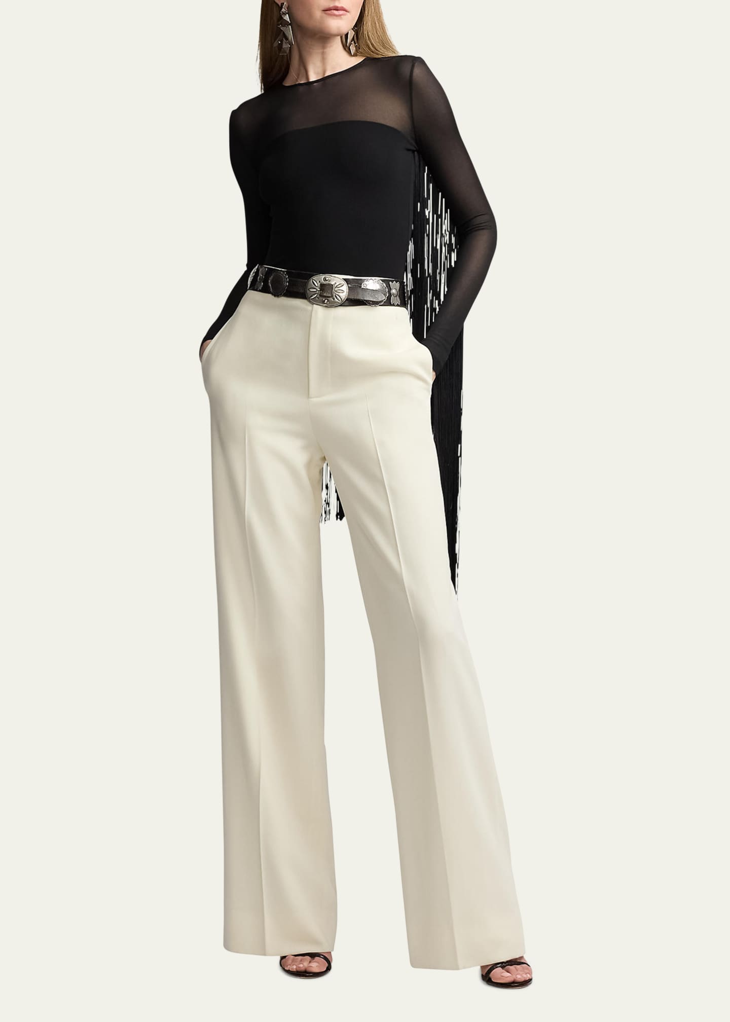Ralph Lauren Collection Modern Wool Wide-Leg Trousers Image 2 of 5