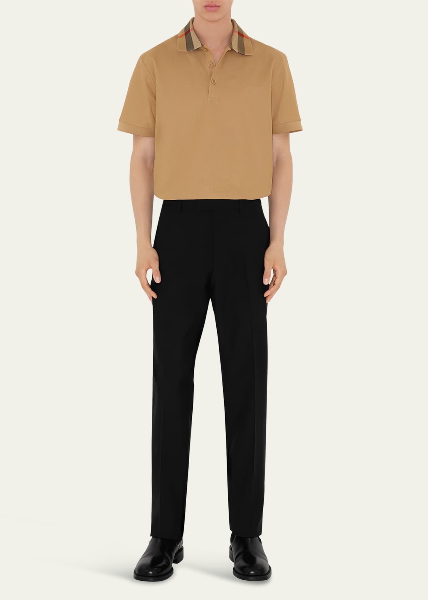 Burberry Men's Cody Check-Collar Polo Shirt Image 2 of 5
