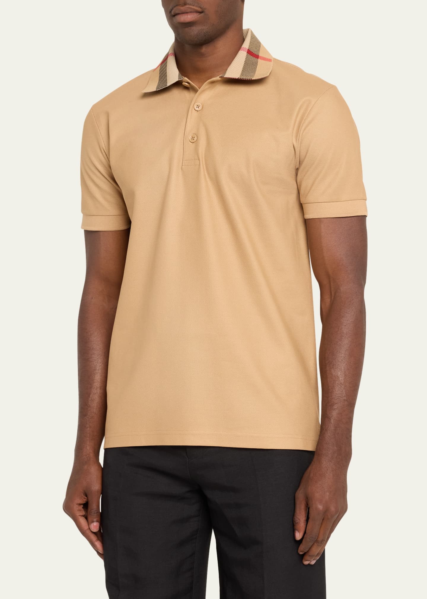 Mens burberry check collar polo outlet