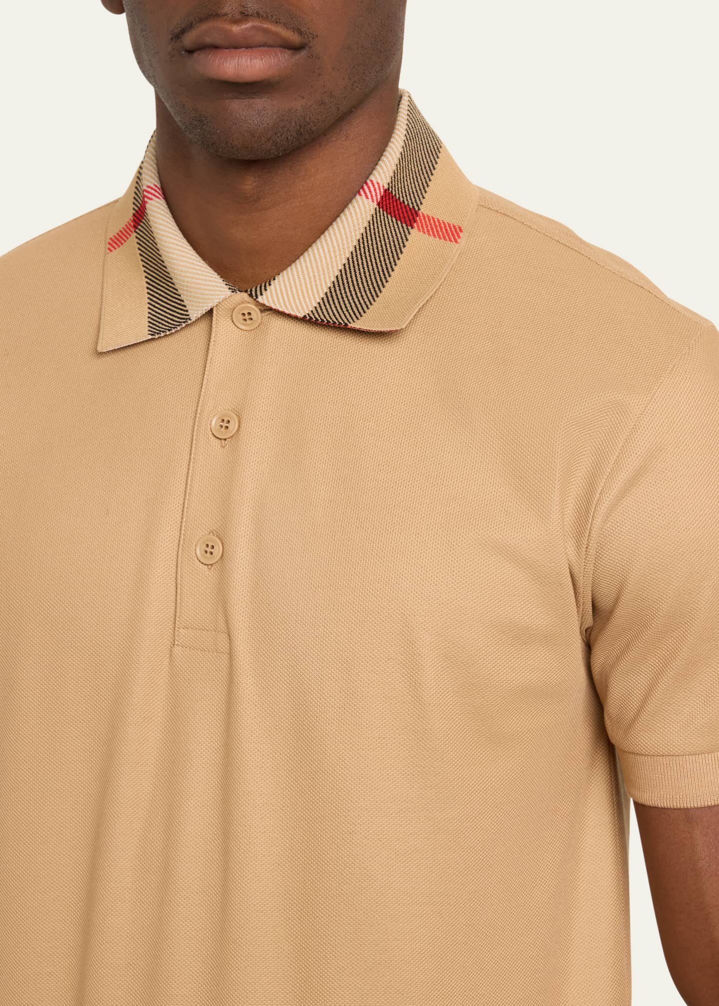 Burberry Men's Cody Check-Collar Polo Shirt Image 5 of 5