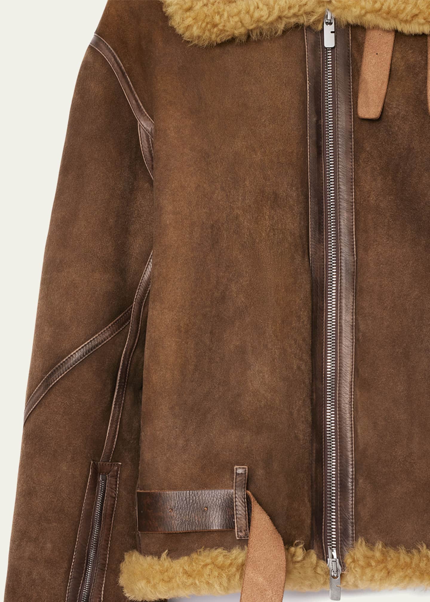 Burberry Men s Belted Sheep Shearling Coat Bergdorf Goodman