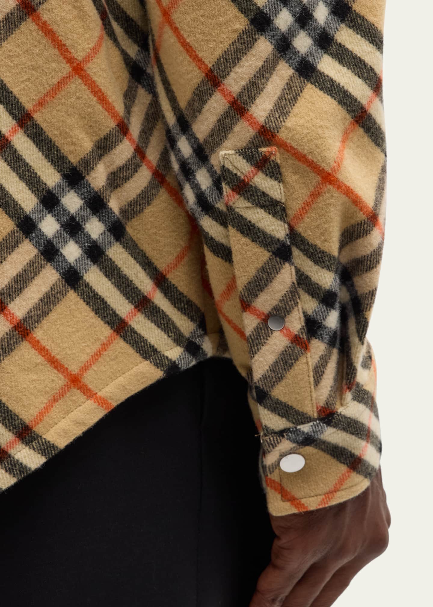 Burberry Men's Check Wool Button-Down Shirt - Bergdorf Goodman
