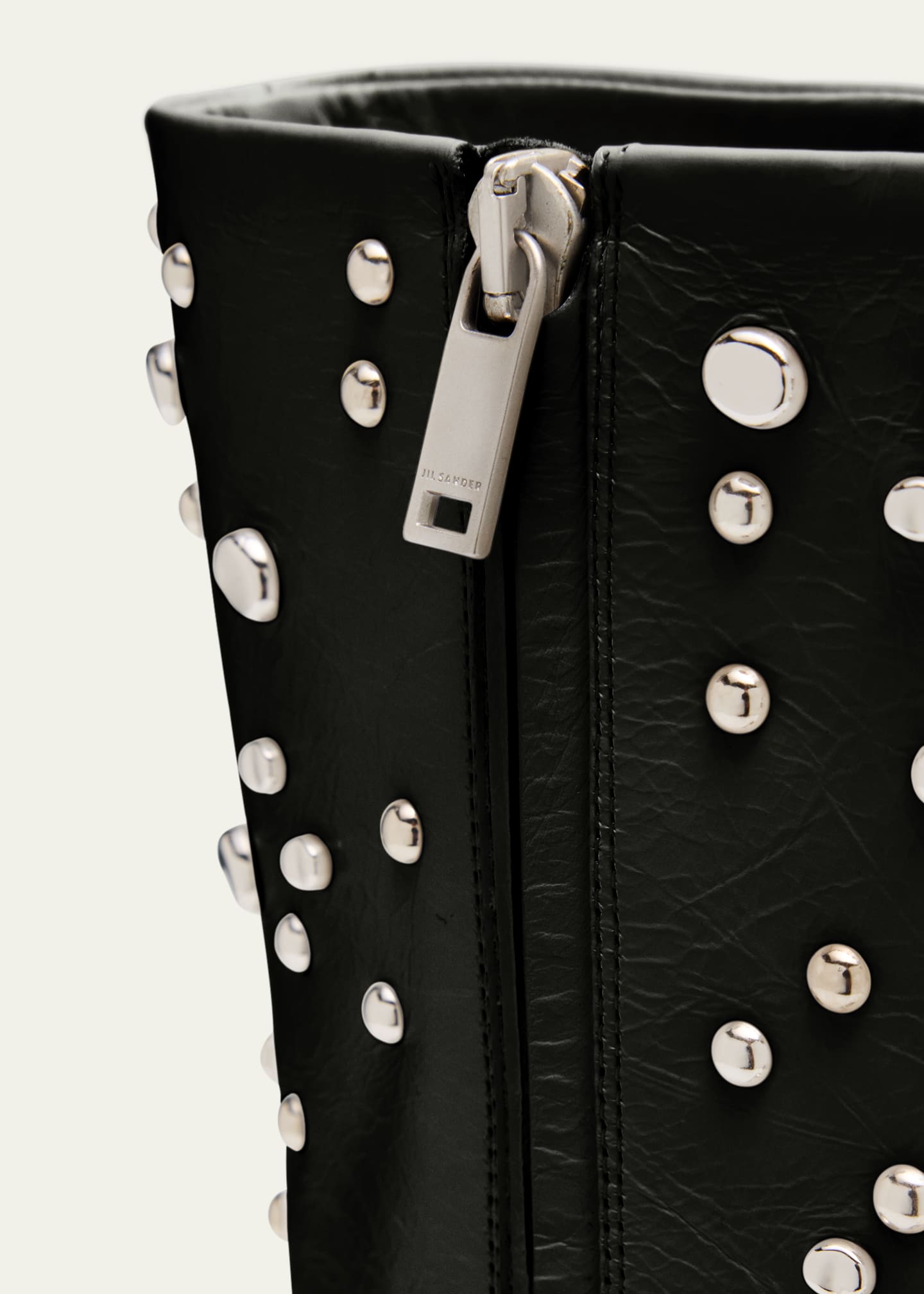 Jil Sander Studded Leather Kitten-Heel Booties Image 5 of 6