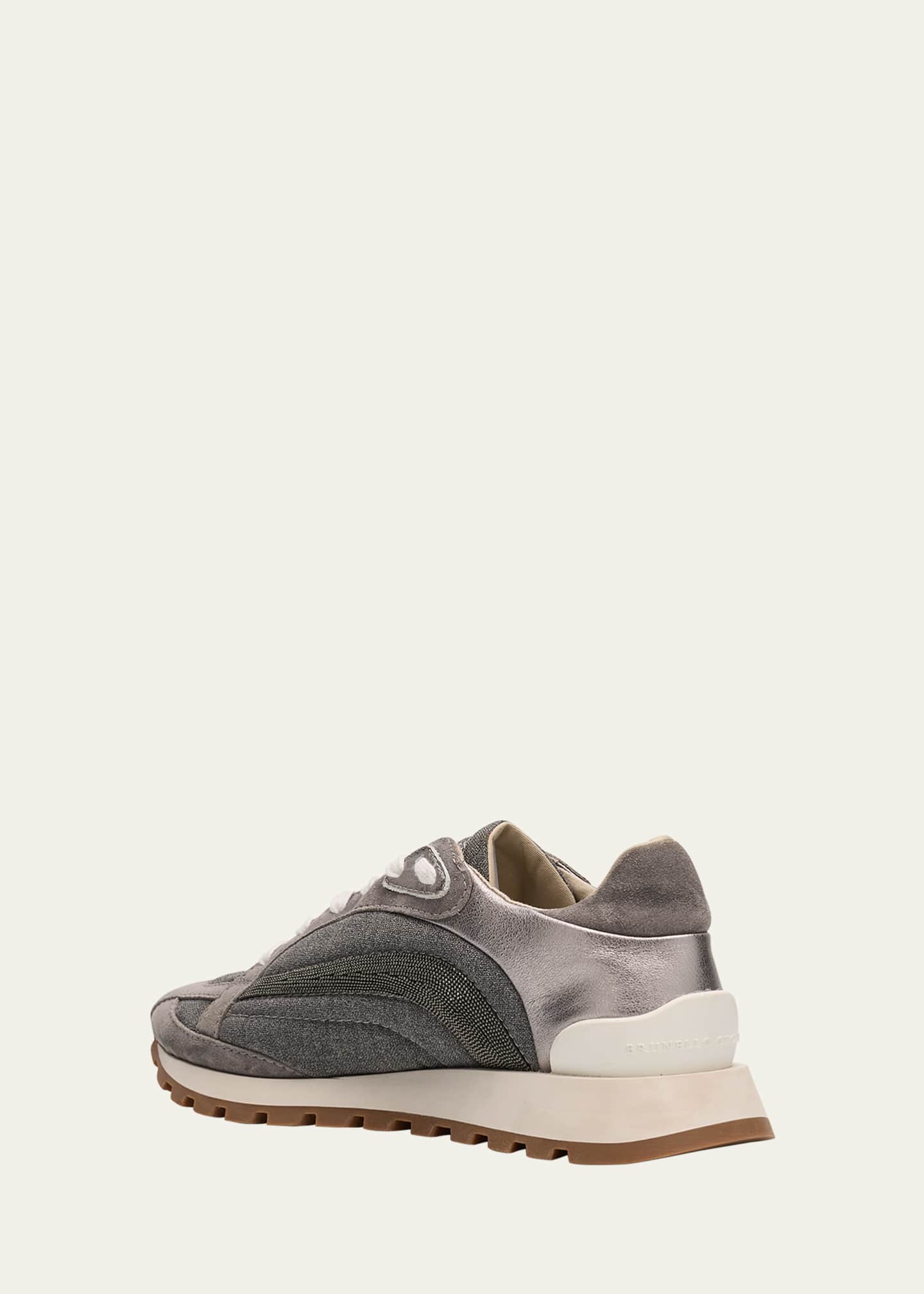 Brunello Cucinelli Wool Monili Metallic Runner Sneakers Image 4 of 5