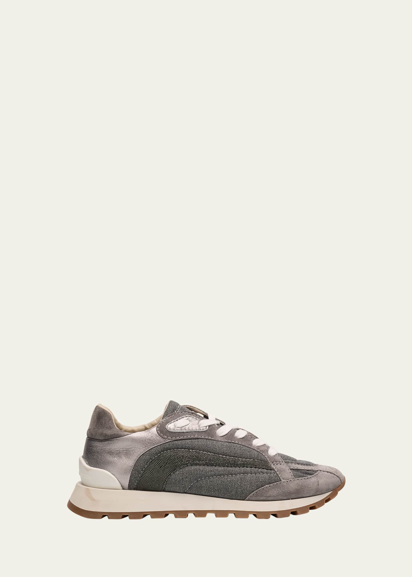 Brunello Cucinelli Wool Monili Metallic Runner Sneakers Image 1 of 5