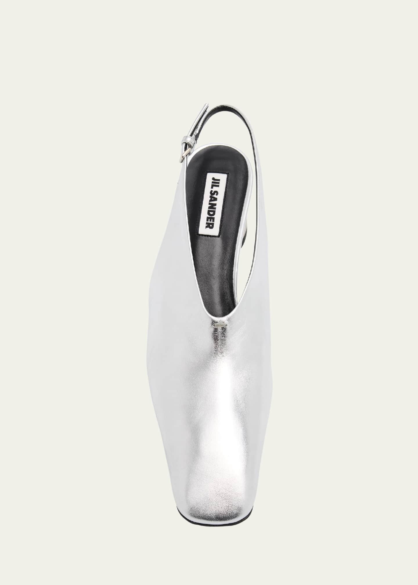 Jil Sander Metallic Block-Heel Slingback Pumps - Bergdorf
