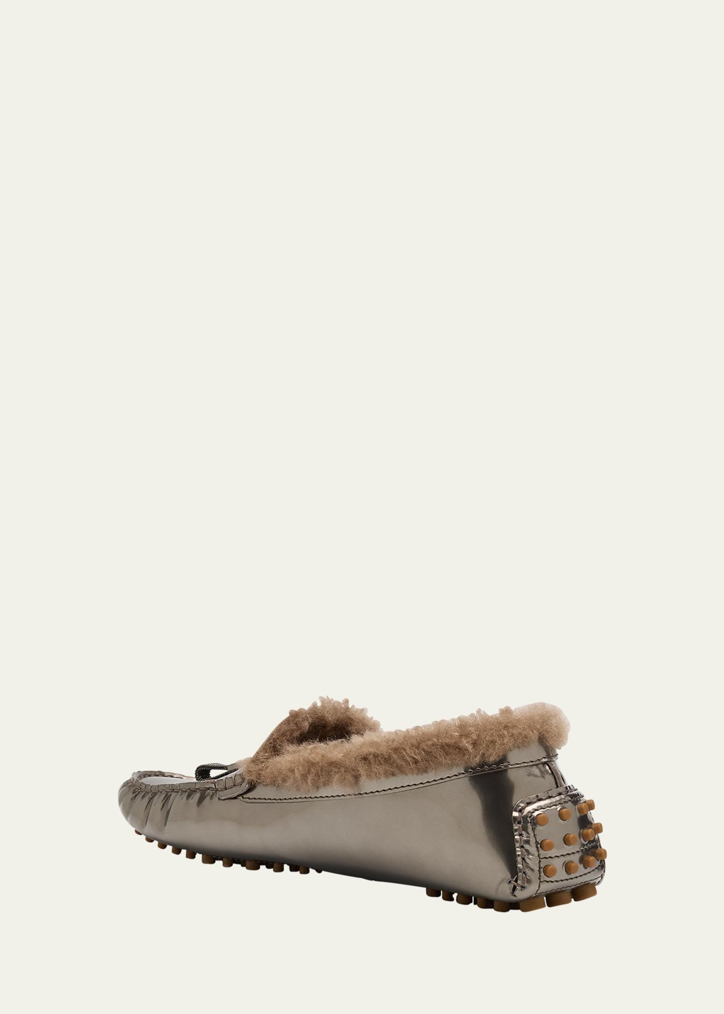 Mocassins Brunello Cucinelli En Daim Agneau Métallisé Argent - Taille 38 (US 8) - Neuf En Boîte