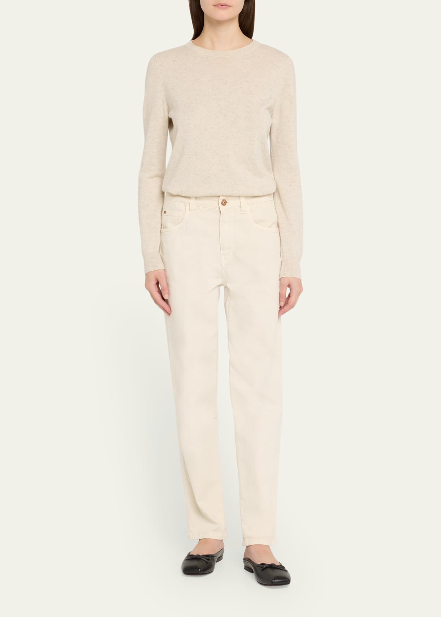 Brunello Cucinelli Leather Shearling Bow Ballerina Mules Image 3 of 5