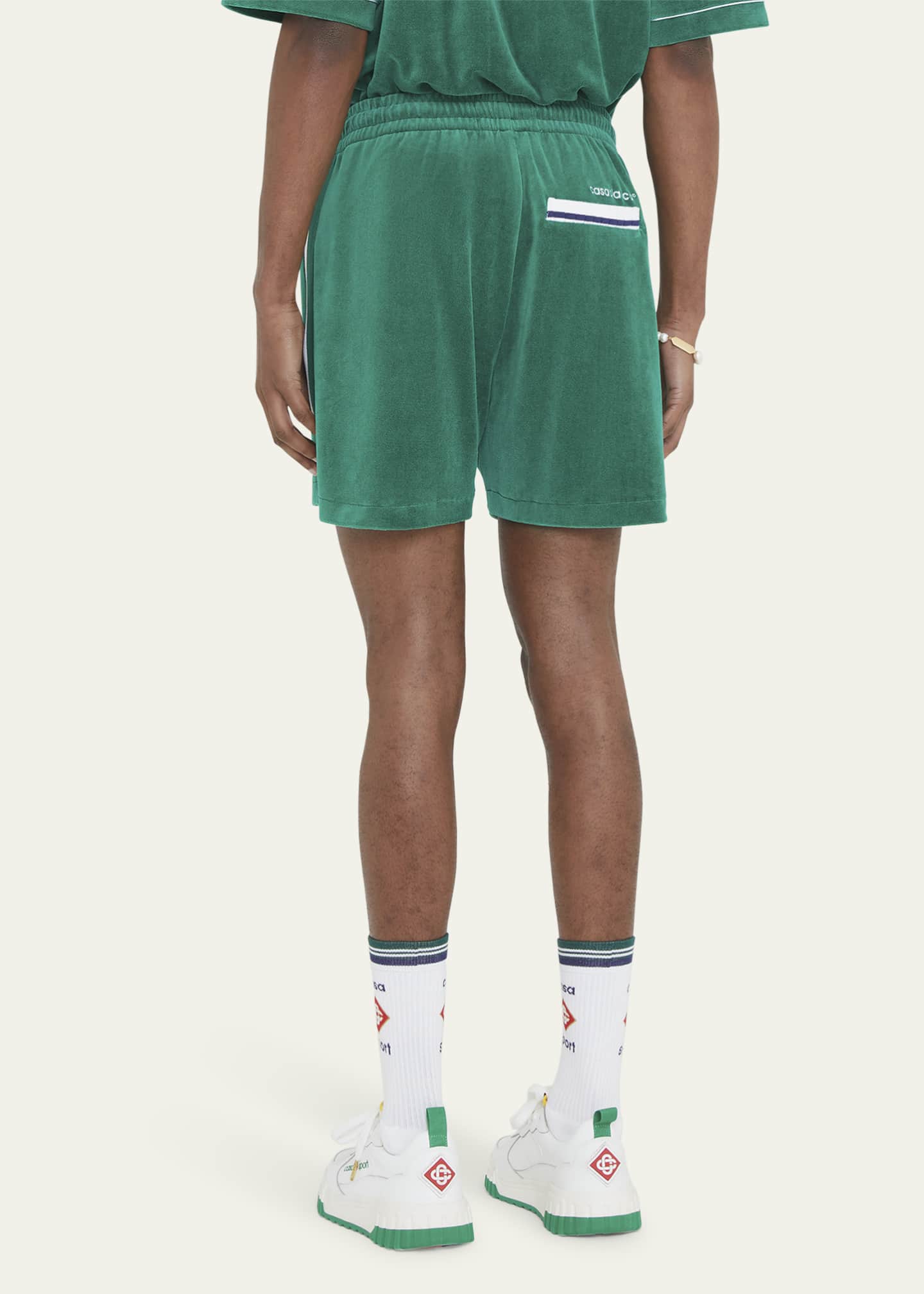 CASABLANCA Men's Pintuck Velour Shorts Image 3 of 5
