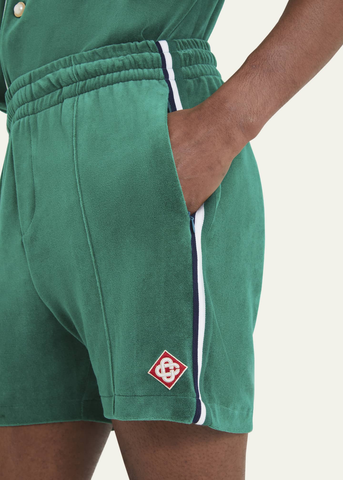 CASABLANCA Men's Pintuck Velour Shorts Image 5 of 5