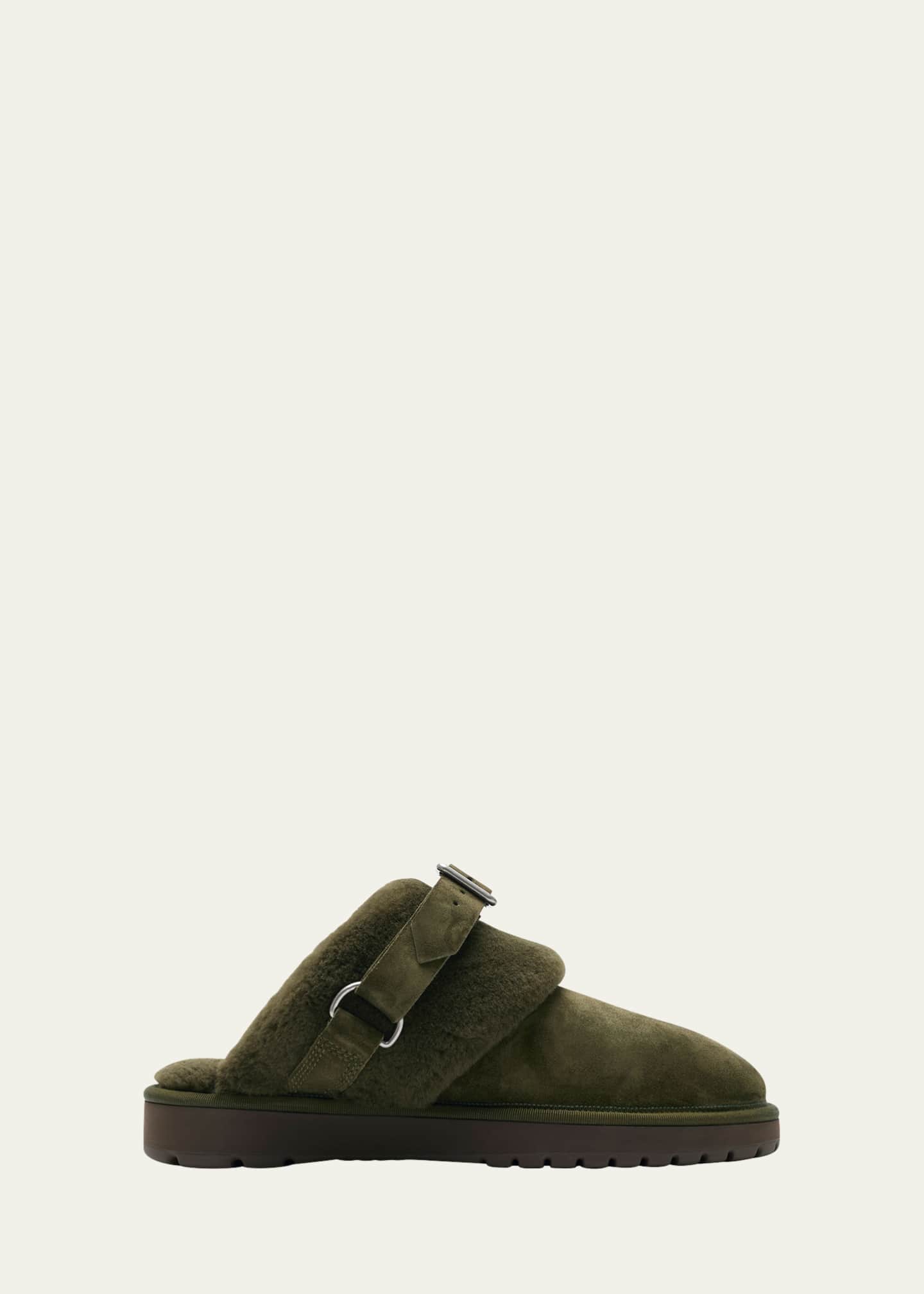 Burberry Men's Snug Low Shearling and Suede Mules Image 1 of 5