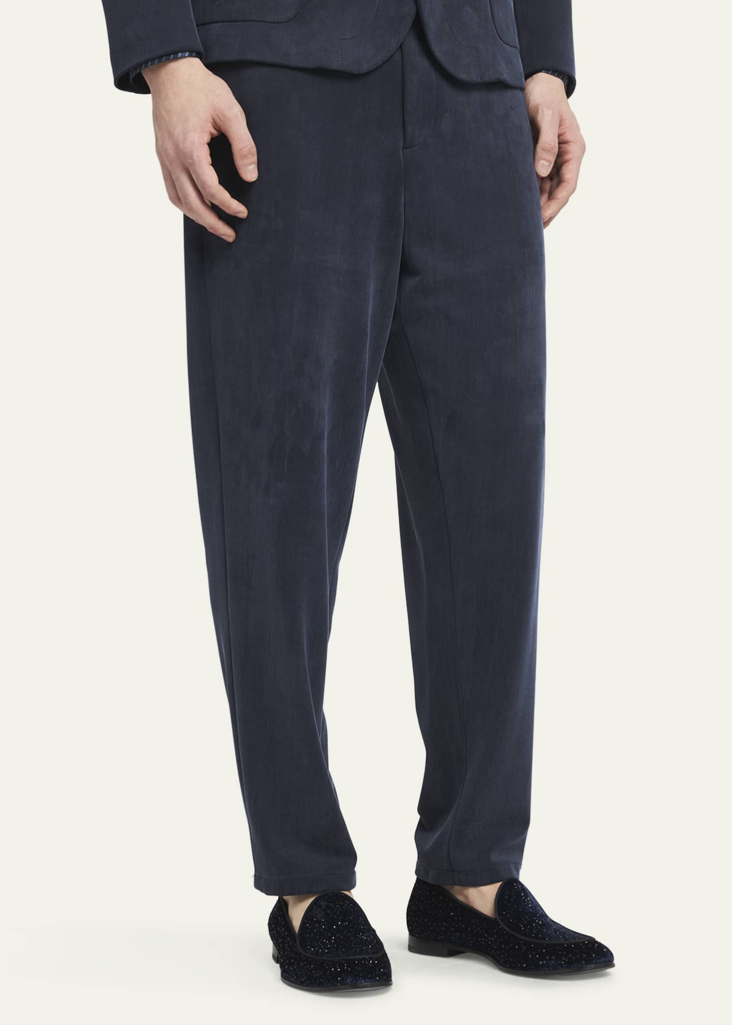 Giorgio Armani Men's Velvet and Crystal Venetian Loafers Image 2 of 5