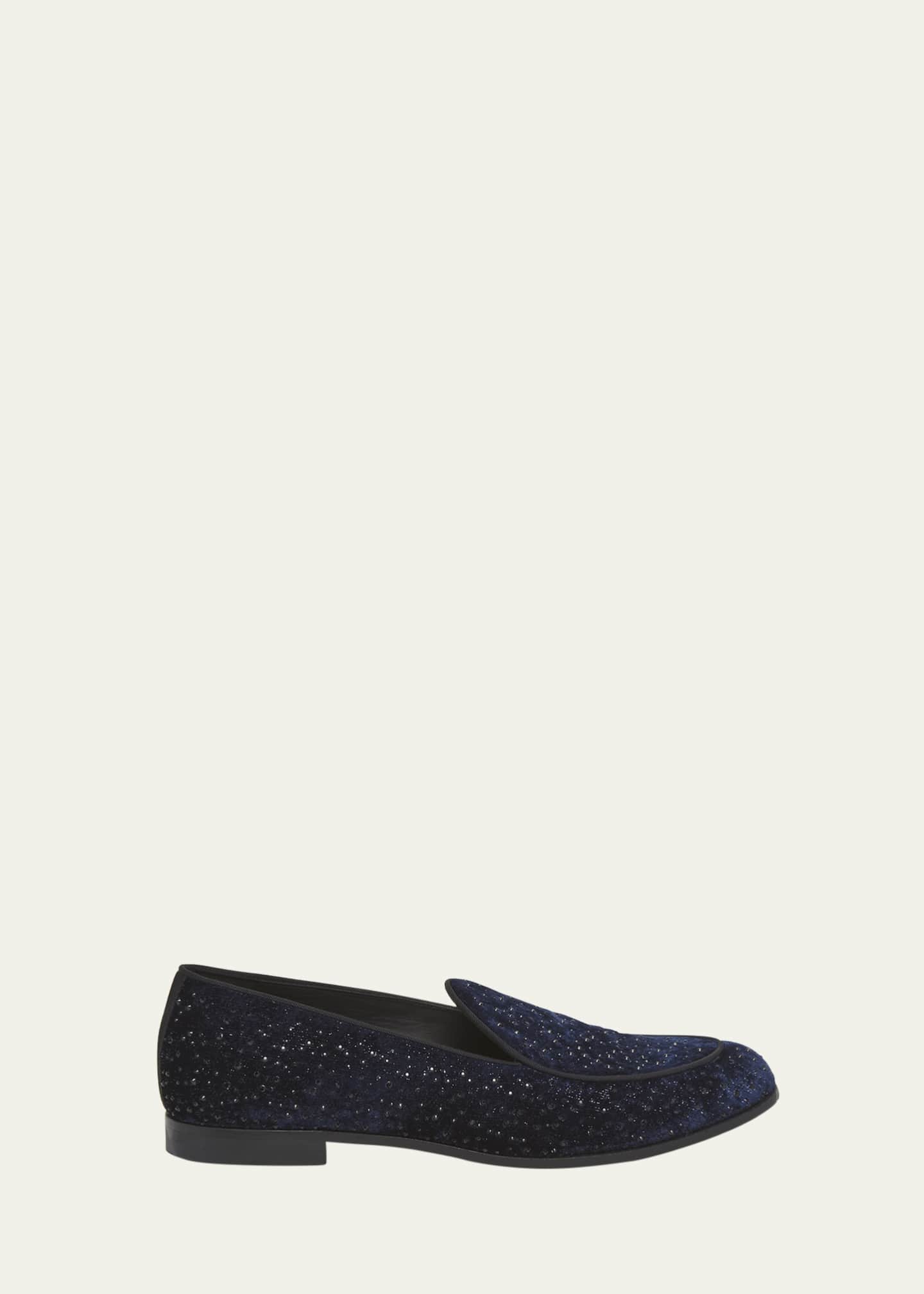 Giorgio Armani Men's Velvet and Crystal Venetian Loafers Image 1 of 5