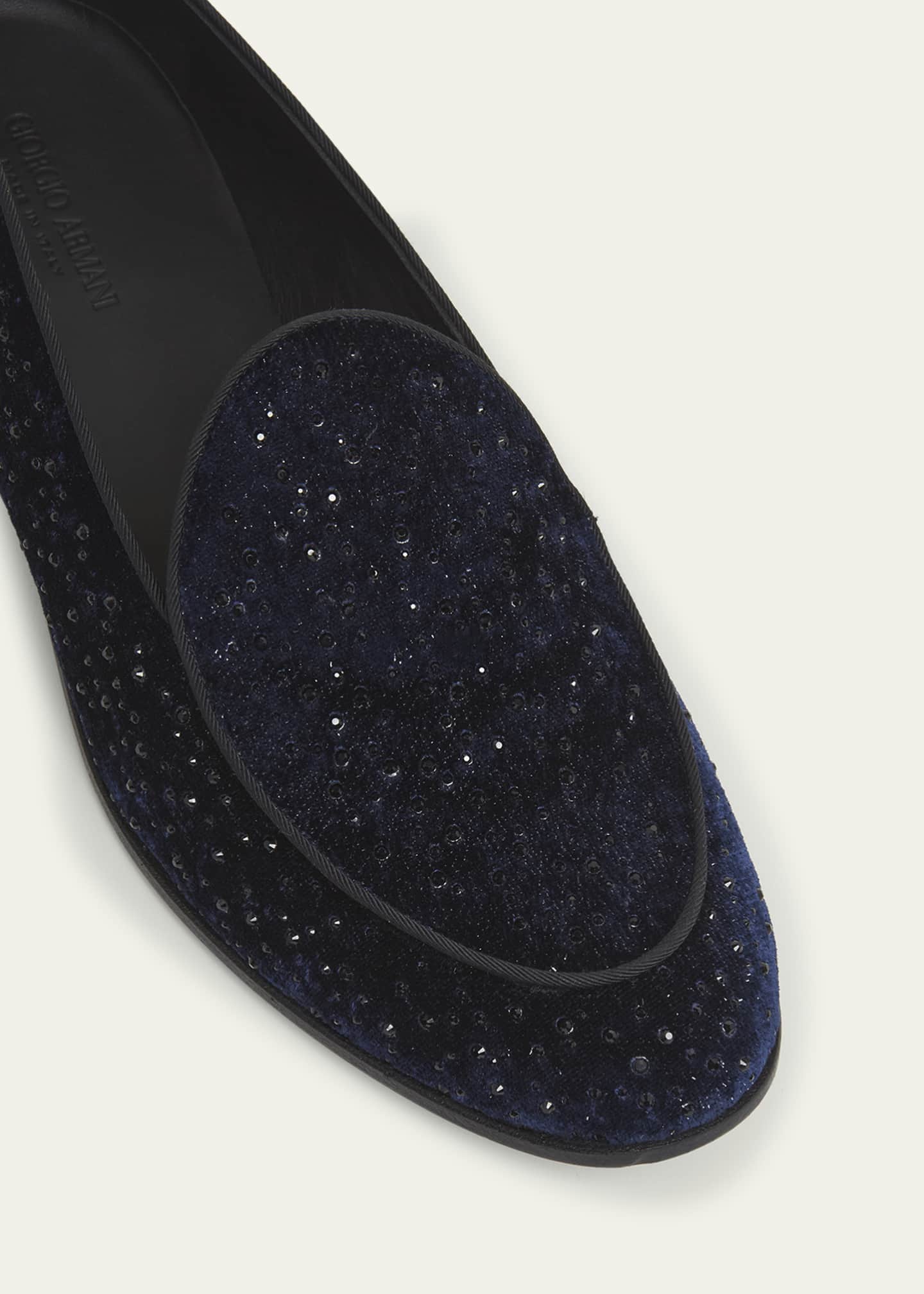 Giorgio Armani Men's Velvet and Crystal Venetian Loafers Image 5 of 5