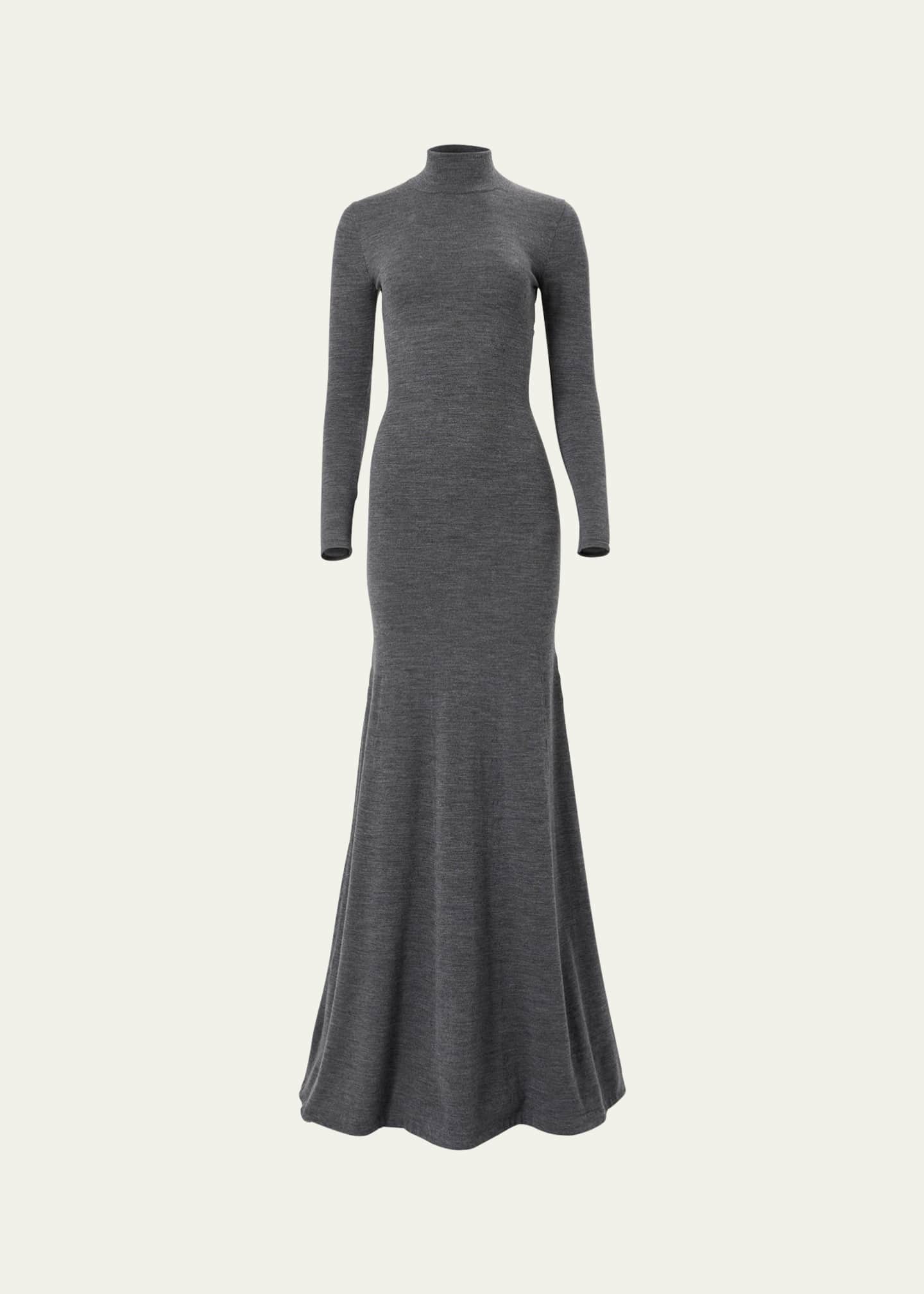 Carolina Herrera Turtleneck Long Sleeve Gown Melange GR