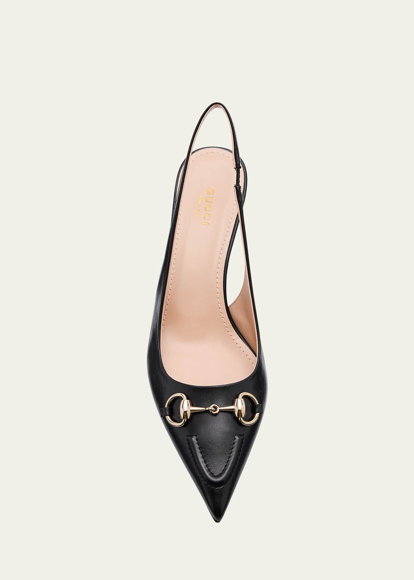 Gucci Erin Leather Horsebit Slingback Pumps Image 6 of 6