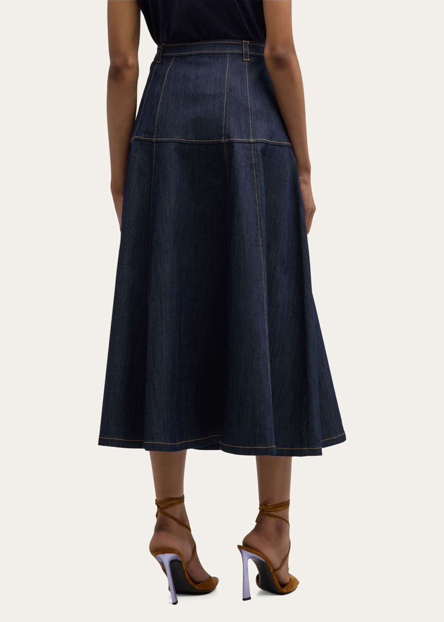 Cinq a Sept Veena Denim Midi Skirt Image 3 of 5