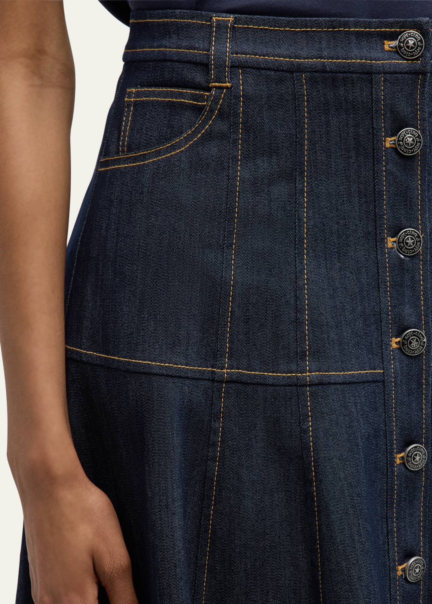 Cinq a Sept Veena Denim Midi Skirt Image 5 of 5
