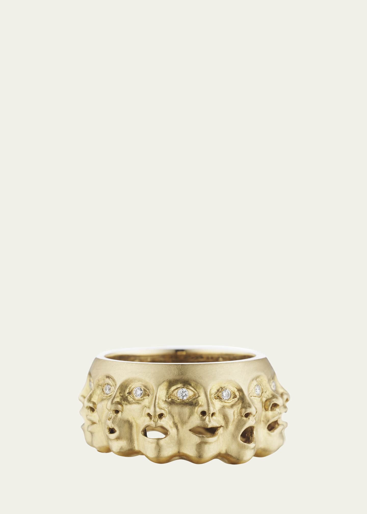 Anthony Lent 18K Yellow Gold Emotions Ring with Diamonds, Size 8